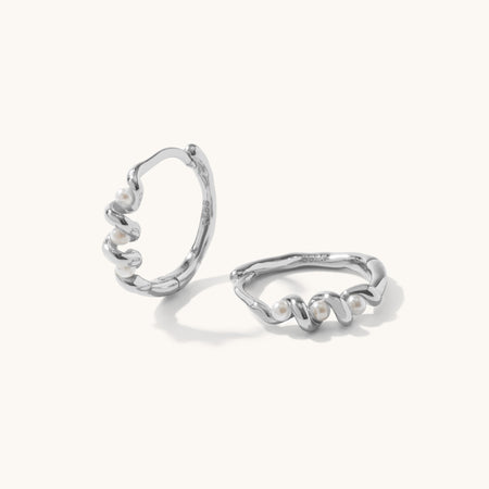 Gaia Pearl Hoops Silver